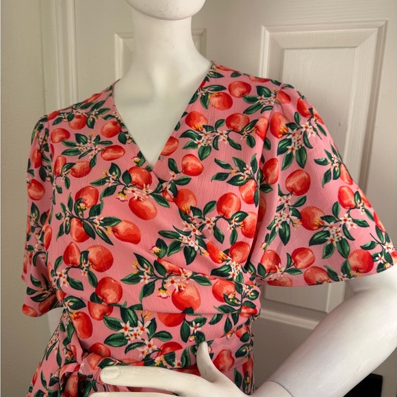 Draper James Dress Size 16 Apple Blossom Wynonna Wrap Dixie Rose Short.  #58 - Picture 4 of 11